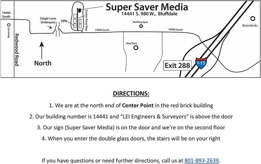 Direction Map the Super Saver Media Office